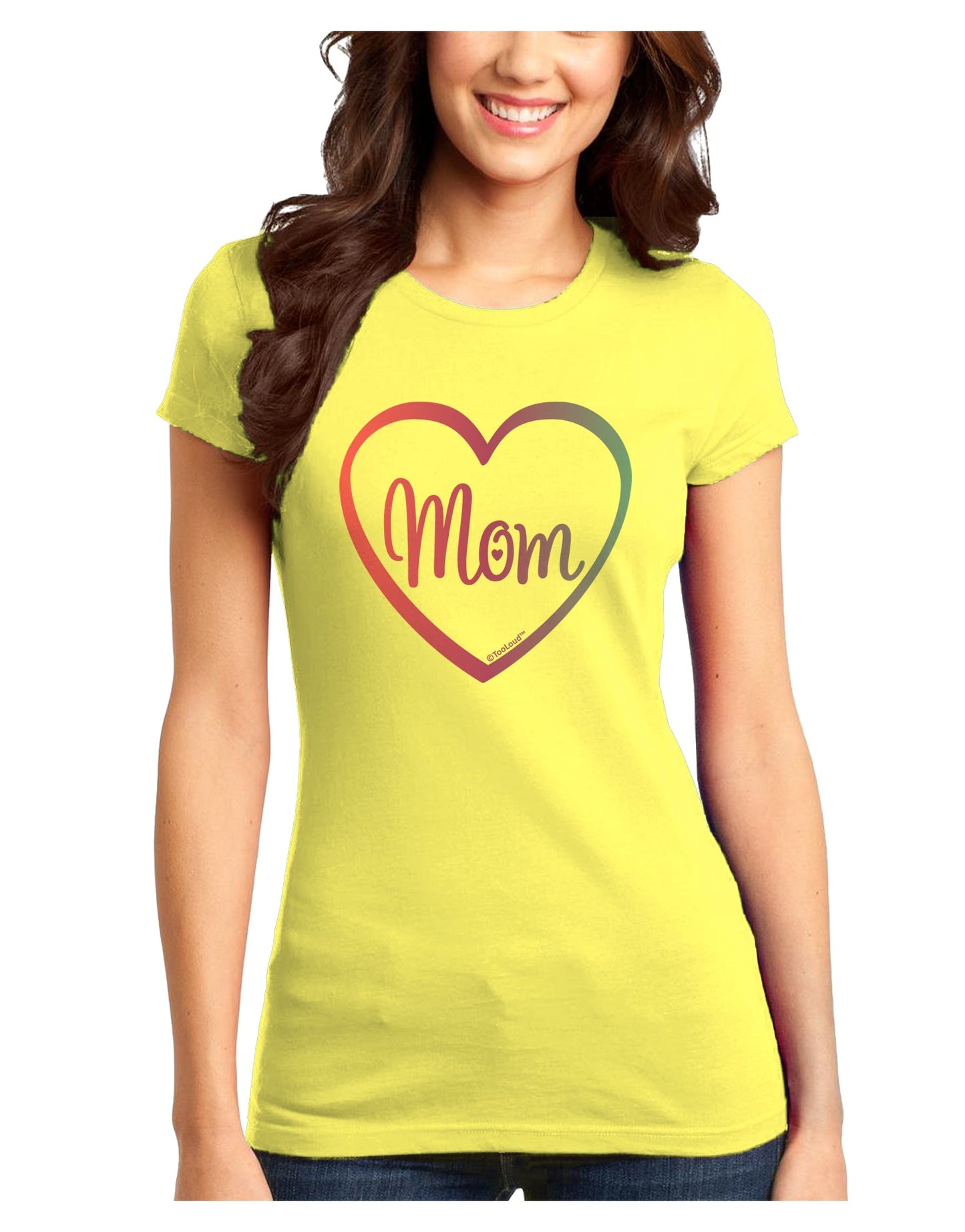 Mom Heart Design - Gradient Colors Juniors T-Shirt by TooLoud-Womens Juniors T-Shirt-TooLoud-Yellow-Juniors Fitted X-Small-Davson Sales