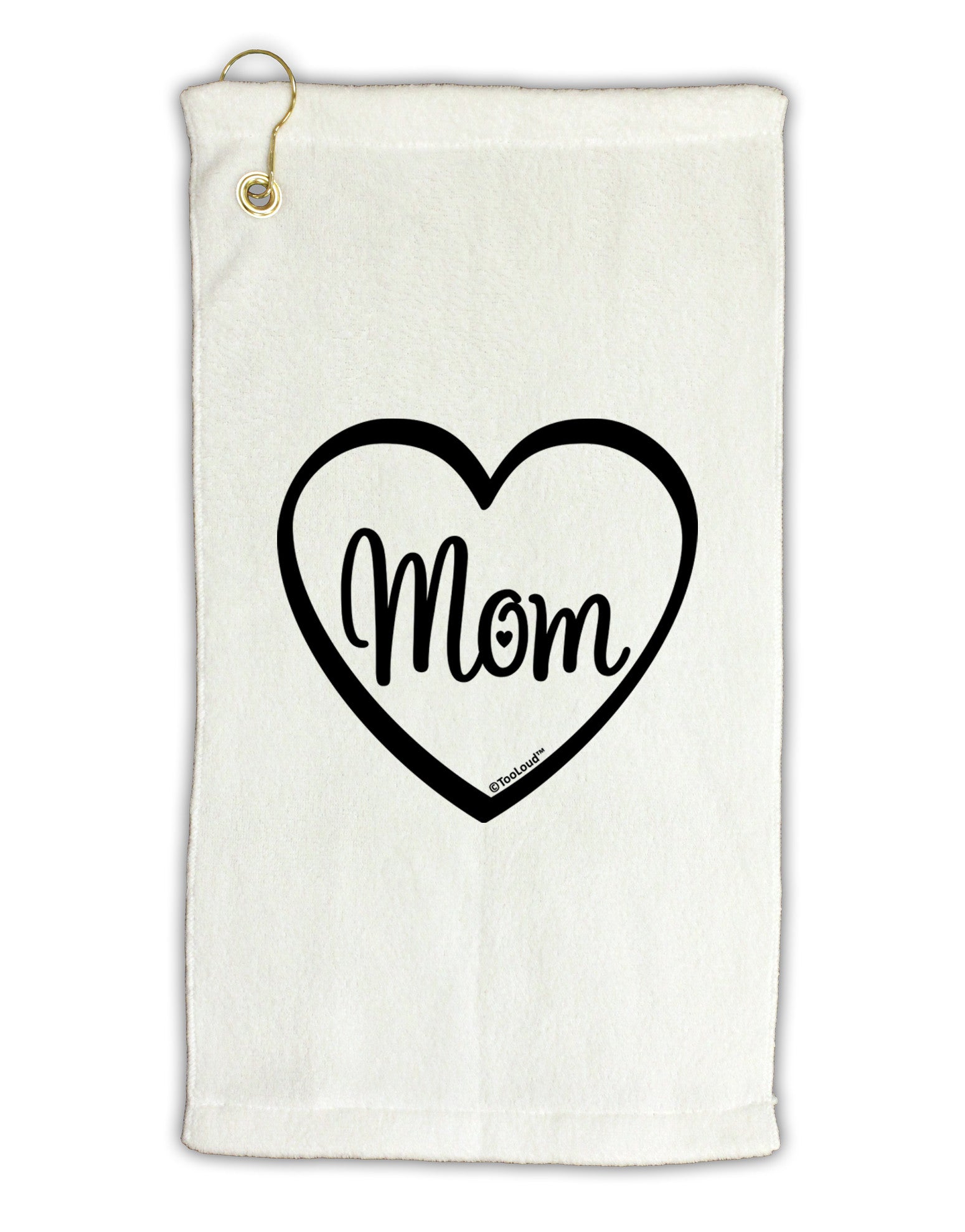 Mom Heart Design Micro Terry Gromet Golf Towel 16 x 25 inch by TooLoud-Golf Towel-TooLoud-White-Davson Sales