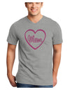 Mom Heart Design - Pink Adult V-Neck T-shirt by TooLoud-Mens V-Neck T-Shirt-TooLoud-HeatherGray-Small-Davson Sales