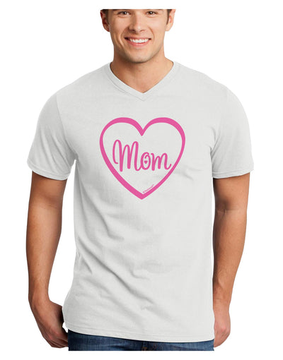 Mom Heart Design - Pink Adult V-Neck T-shirt by TooLoud-Mens V-Neck T-Shirt-TooLoud-White-Small-Davson Sales