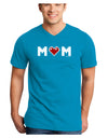 Mom Pixel Heart Adult Dark V-Neck T-Shirt-TooLoud-Turquoise-Small-Davson Sales