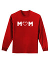 Mom Pixel Heart Adult Long Sleeve Dark T-Shirt-TooLoud-Red-Small-Davson Sales