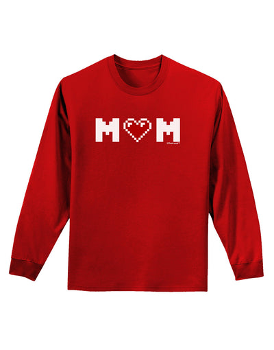 Mom Pixel Heart Adult Long Sleeve Dark T-Shirt-TooLoud-Red-Small-Davson Sales