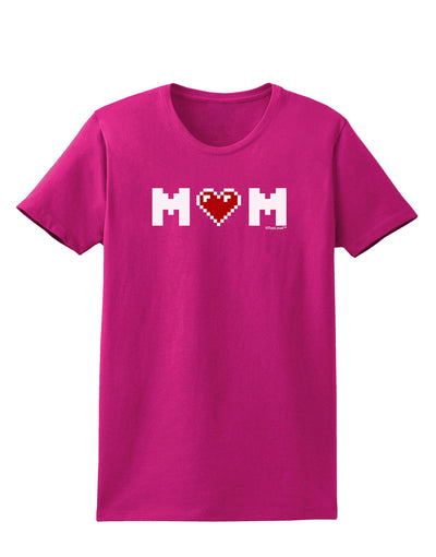 Mom Pixel Heart Womens Dark T-Shirt-TooLoud-Hot-Pink-Small-Davson Sales