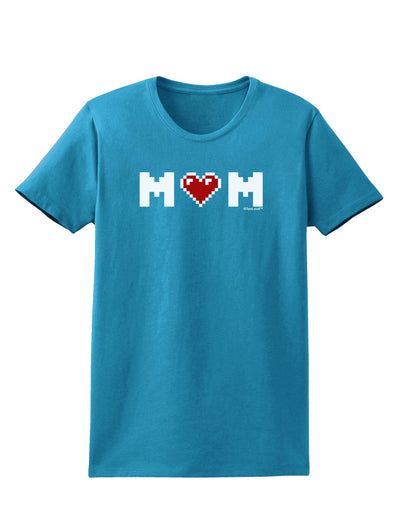 Mom Pixel Heart Womens Dark T-Shirt-TooLoud-Turquoise-X-Small-Davson Sales
