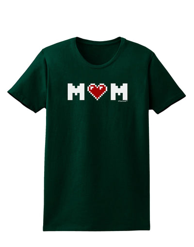 Mom Pixel Heart Womens Dark T-Shirt-TooLoud-Forest-Green-Small-Davson Sales