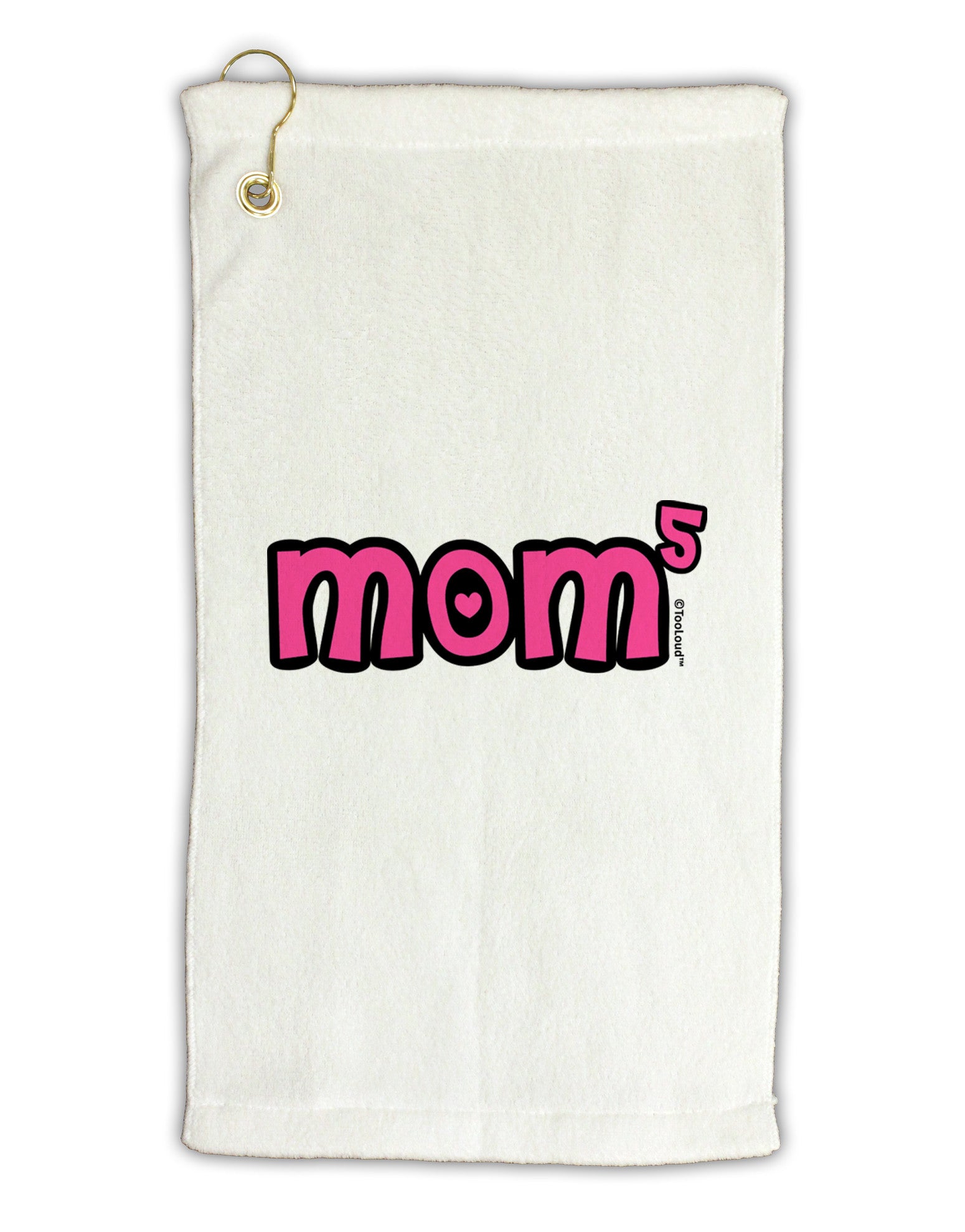 Mom to the Fifth Power - Cute Mom of 5 Design Micro Terry Gromet Golf Towel 16 x 25 inch by TooLoud-Golf Towel-TooLoud-White-Davson Sales