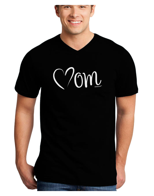 Mom with Brushed Heart Design Adult Dark V-Neck T-Shirt by TooLoud-Mens V-Neck T-Shirt-TooLoud-Black-Small-Davson Sales