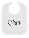 Mom with Brushed Heart Design Baby Bib by TooLoud