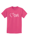 Mom with Brushed Heart Design Childrens Dark T-Shirt by TooLoud-Childrens T-Shirt-TooLoud-Sangria-X-Small-Davson Sales