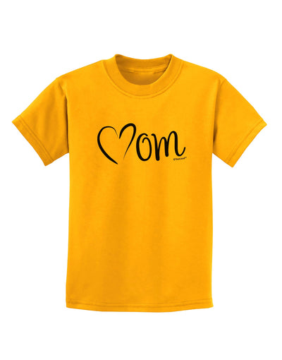 Mom with Brushed Heart Design Childrens T-Shirt by TooLoud-Childrens T-Shirt-TooLoud-Gold-X-Small-Davson Sales