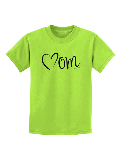 Mom with Brushed Heart Design Childrens T-Shirt by TooLoud-Childrens T-Shirt-TooLoud-Lime-Green-X-Small-Davson Sales