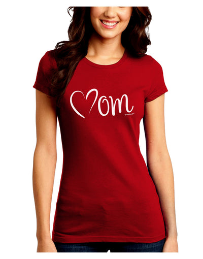 Mom with Brushed Heart Design Juniors Crew Dark T-Shirt by TooLoud-T-Shirts Juniors Tops-TooLoud-Red-Juniors Fitted Small-Davson Sales