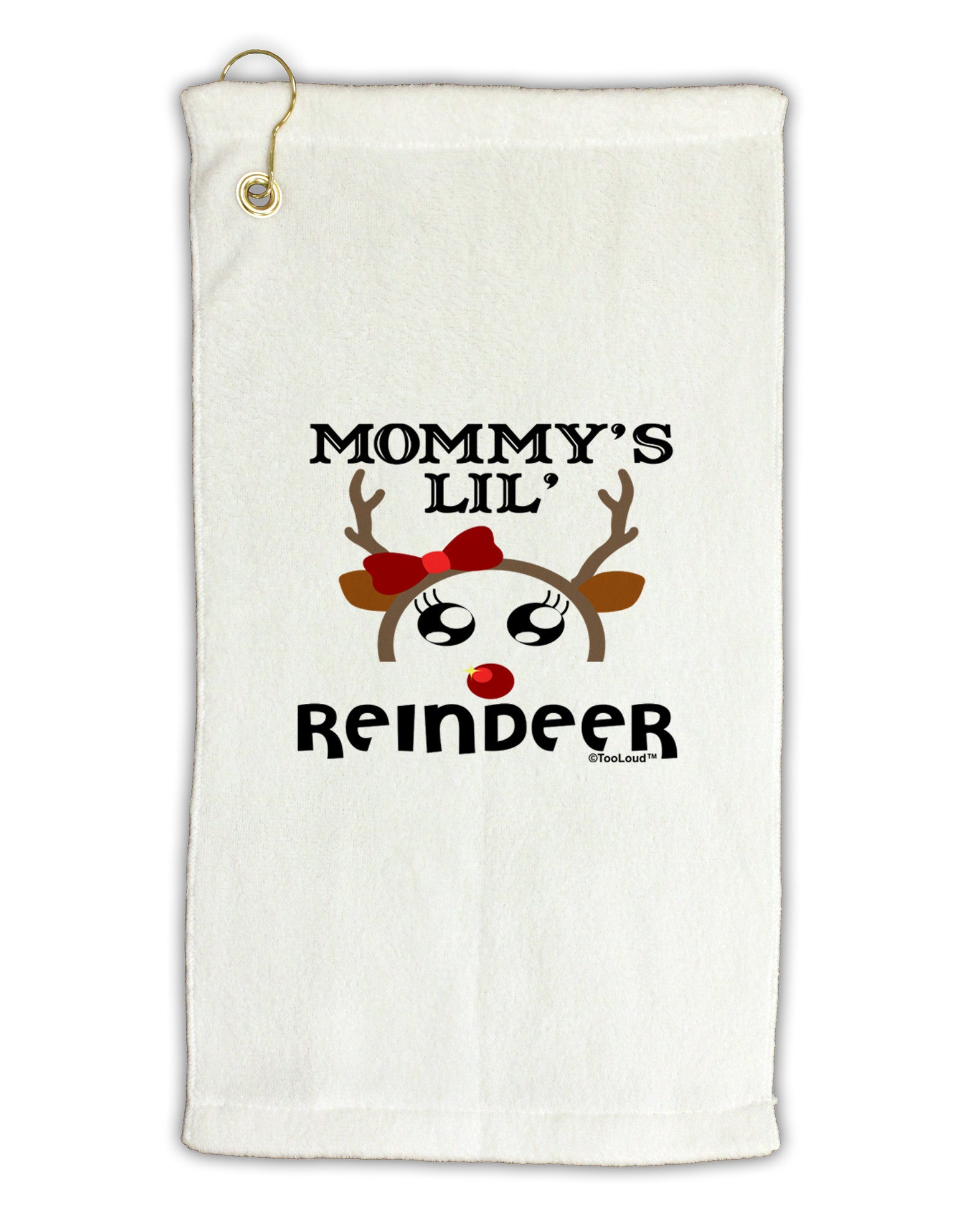 Mommy's Lil Reindeer Girl Micro Terry Gromet Golf Towel 16 x 25 inch-Golf Towel-TooLoud-White-Davson Sales