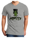 Momster Frankenstein Adult V-Neck T-shirt-Mens T-Shirt-TooLoud-HeatherGray-Small-Davson Sales