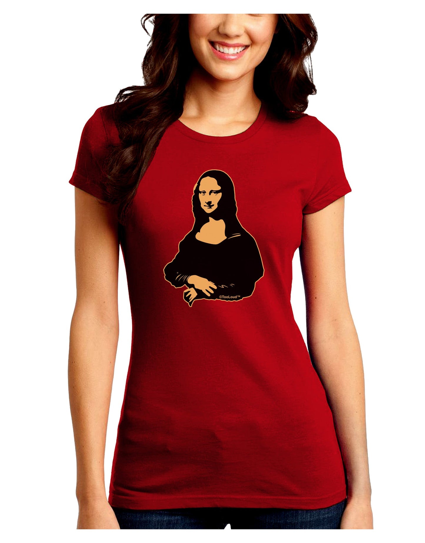 Mona Cutout Juniors Petite Crew Dark T-Shirt-T-Shirts Juniors Tops-TooLoud-Red-Juniors Fitted Small-Davson Sales