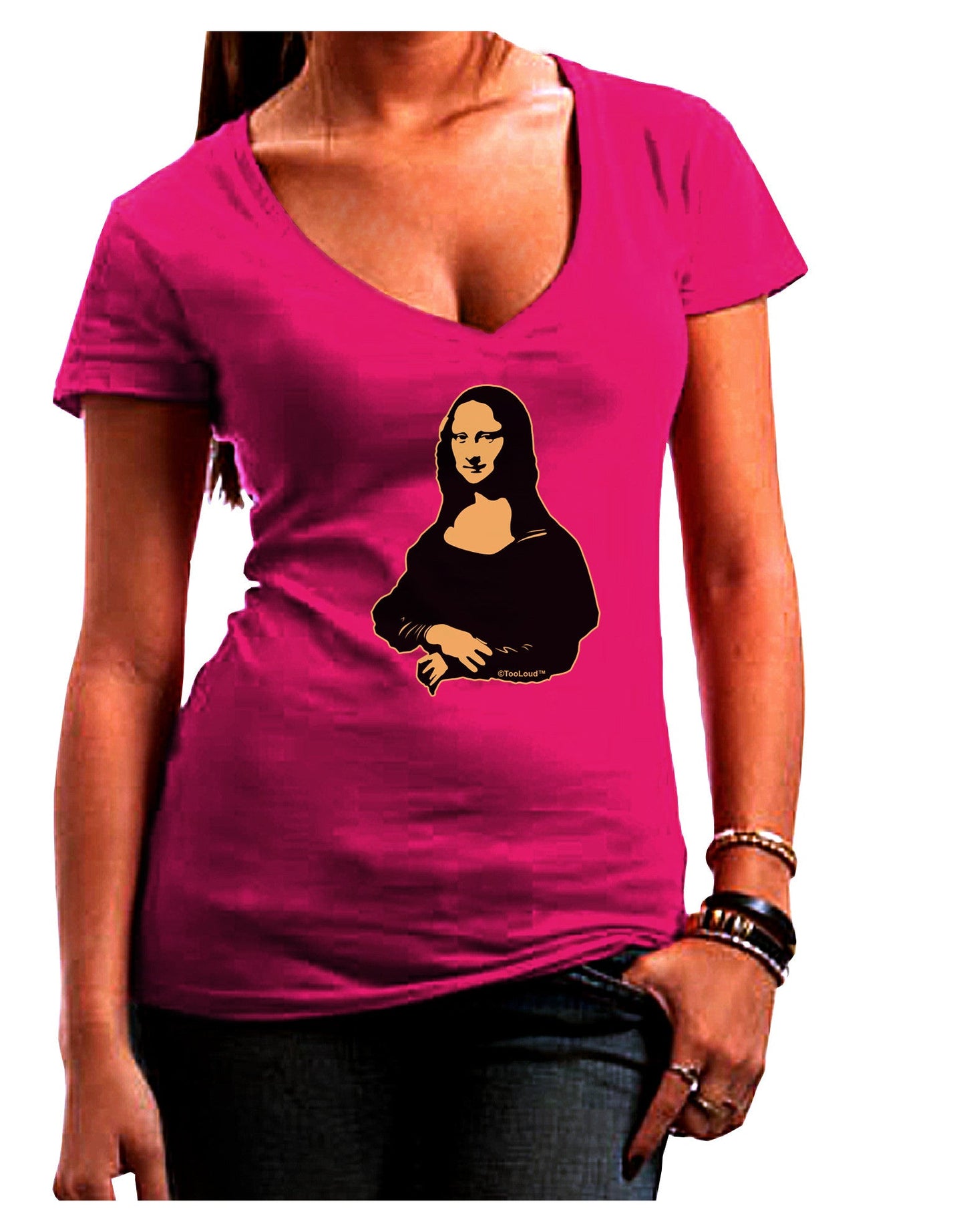 Mona Cutout Womens V-Neck Dark T-Shirt-Womens V-Neck T-Shirts-TooLoud-Hot-Pink-Juniors Fitted Small-Davson Sales