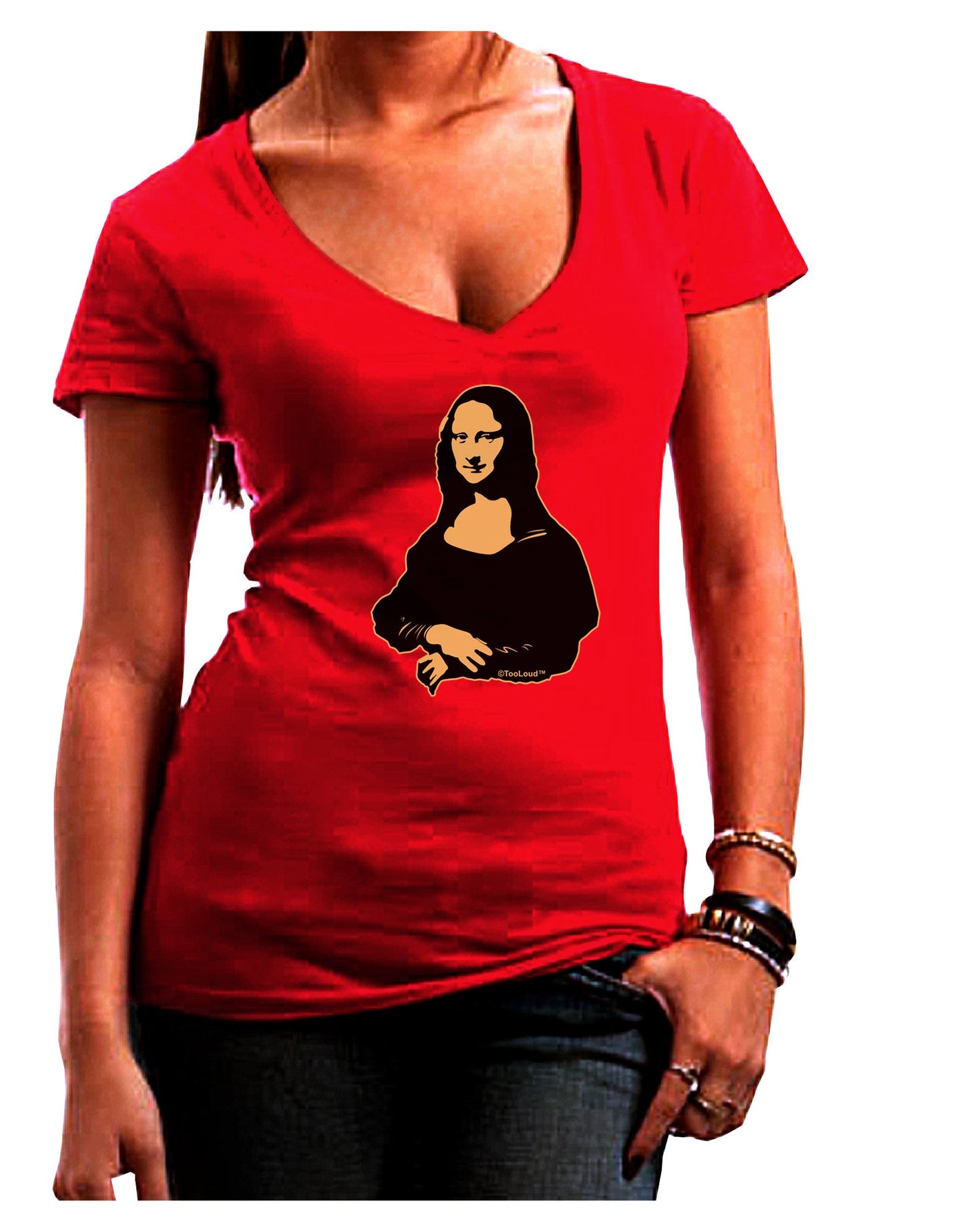 Mona Cutout Womens V-Neck Dark T-Shirt-Womens V-Neck T-Shirts-TooLoud-Red-Juniors Fitted Small-Davson Sales