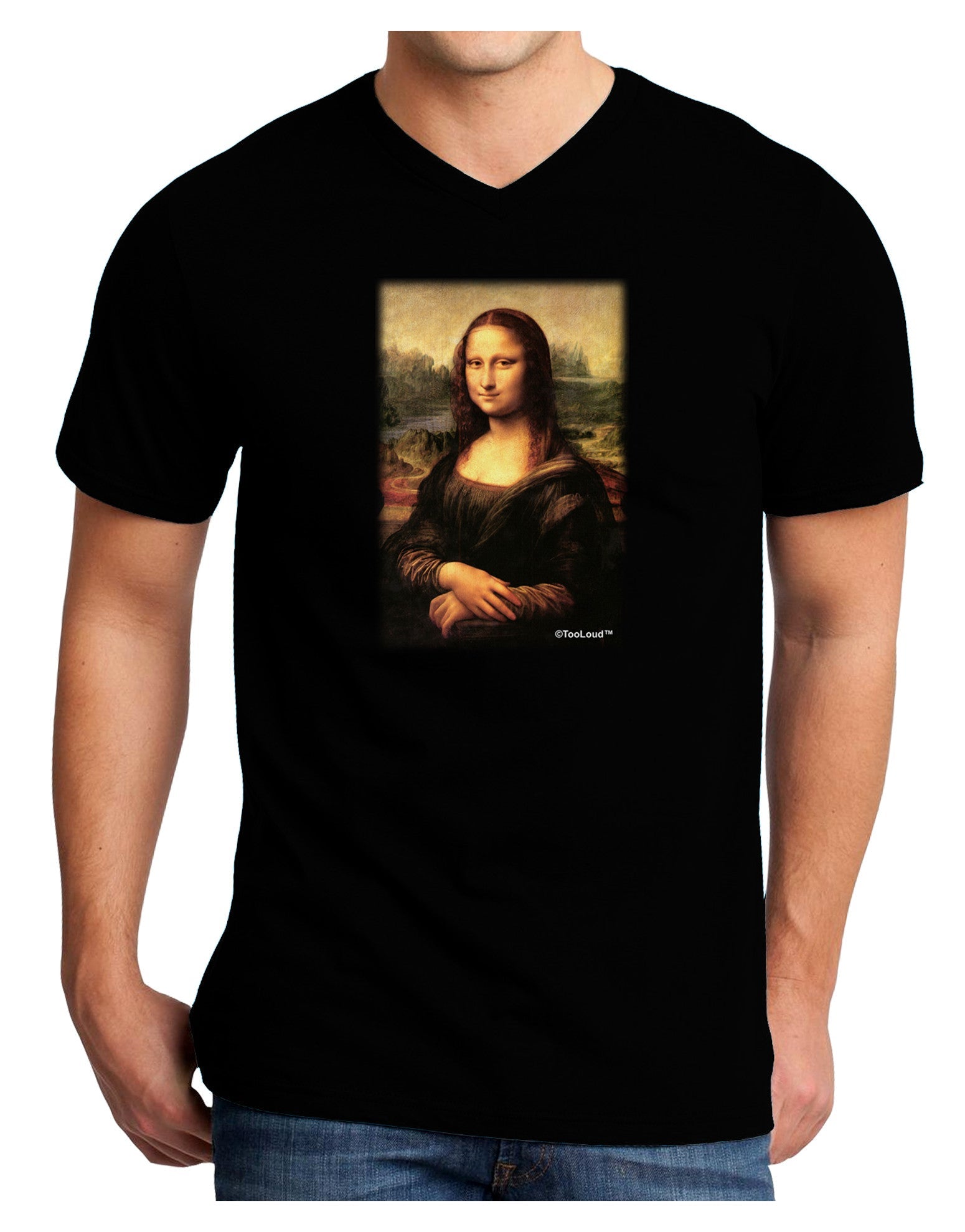 Mona Painting Adult Dark V-Neck T-Shirt-Mens V-Neck T-Shirt-TooLoud-Black-Small-Davson Sales