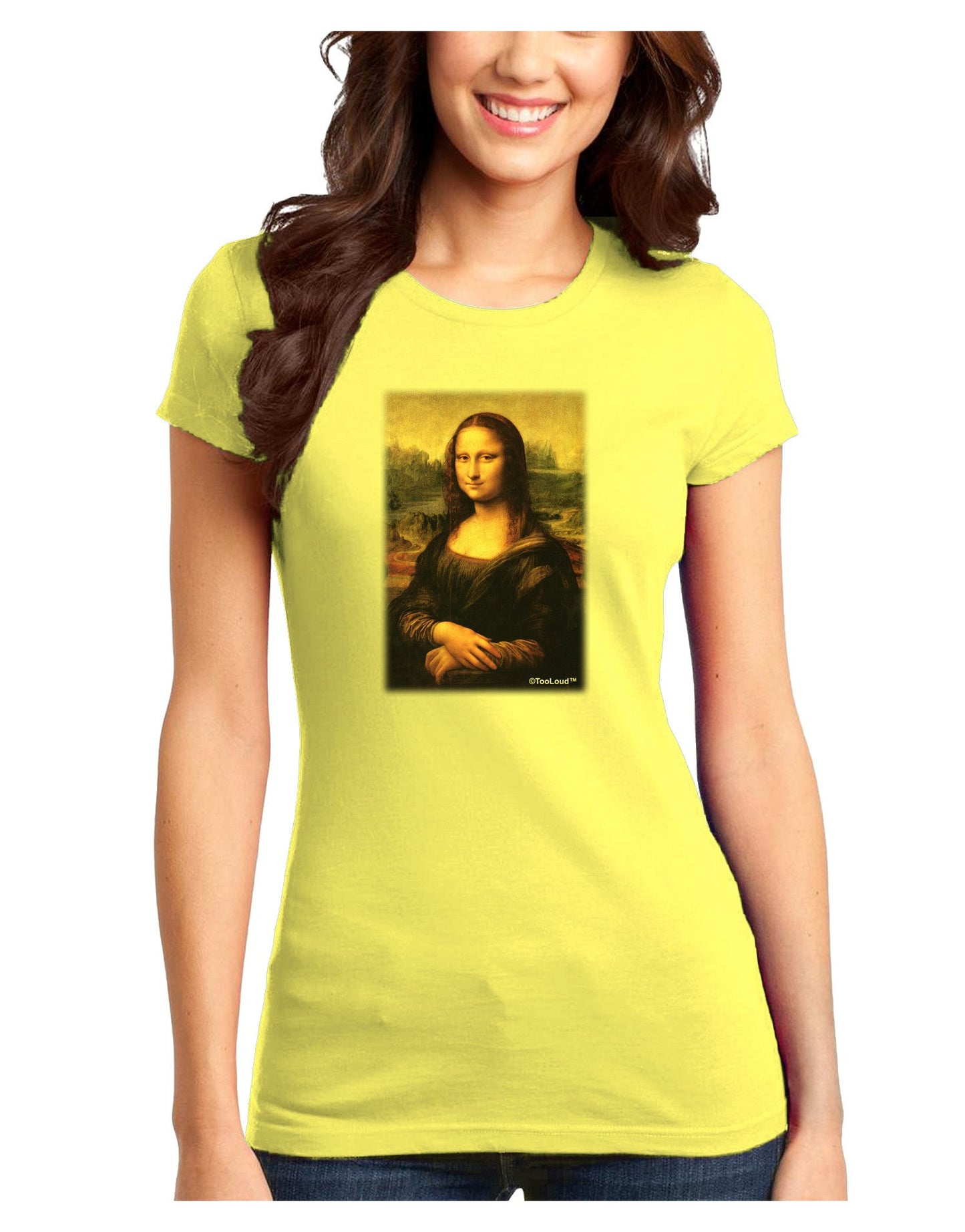 Mona Painting Juniors Petite T-Shirt-T-Shirts Juniors Tops-TooLoud-Yellow-Juniors Fitted X-Small-Davson Sales