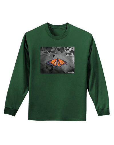 Monarch Butterfly Photo Adult Long Sleeve Dark T-Shirt-TooLoud-Dark-Green-Small-Davson Sales