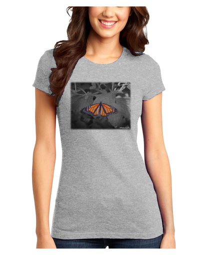 Monarch Butterfly Photo Juniors Petite T-Shirt-T-Shirts Juniors Tops-TooLoud-Ash-Gray-Juniors Fitted X-Small-Davson Sales