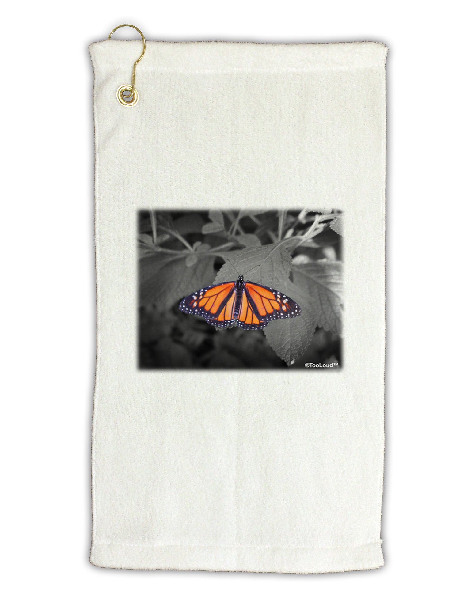 Monarch Butterfly Photo Micro Terry Gromet Golf Towel 11"x19-Golf Towel-TooLoud-White-Davson Sales