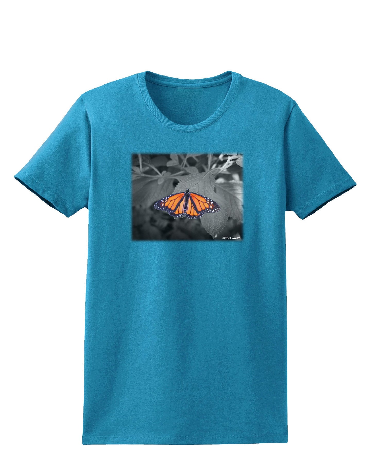 Monarch Butterfly Photo Womens Dark T-Shirt-TooLoud-Turquoise-X-Small-Davson Sales