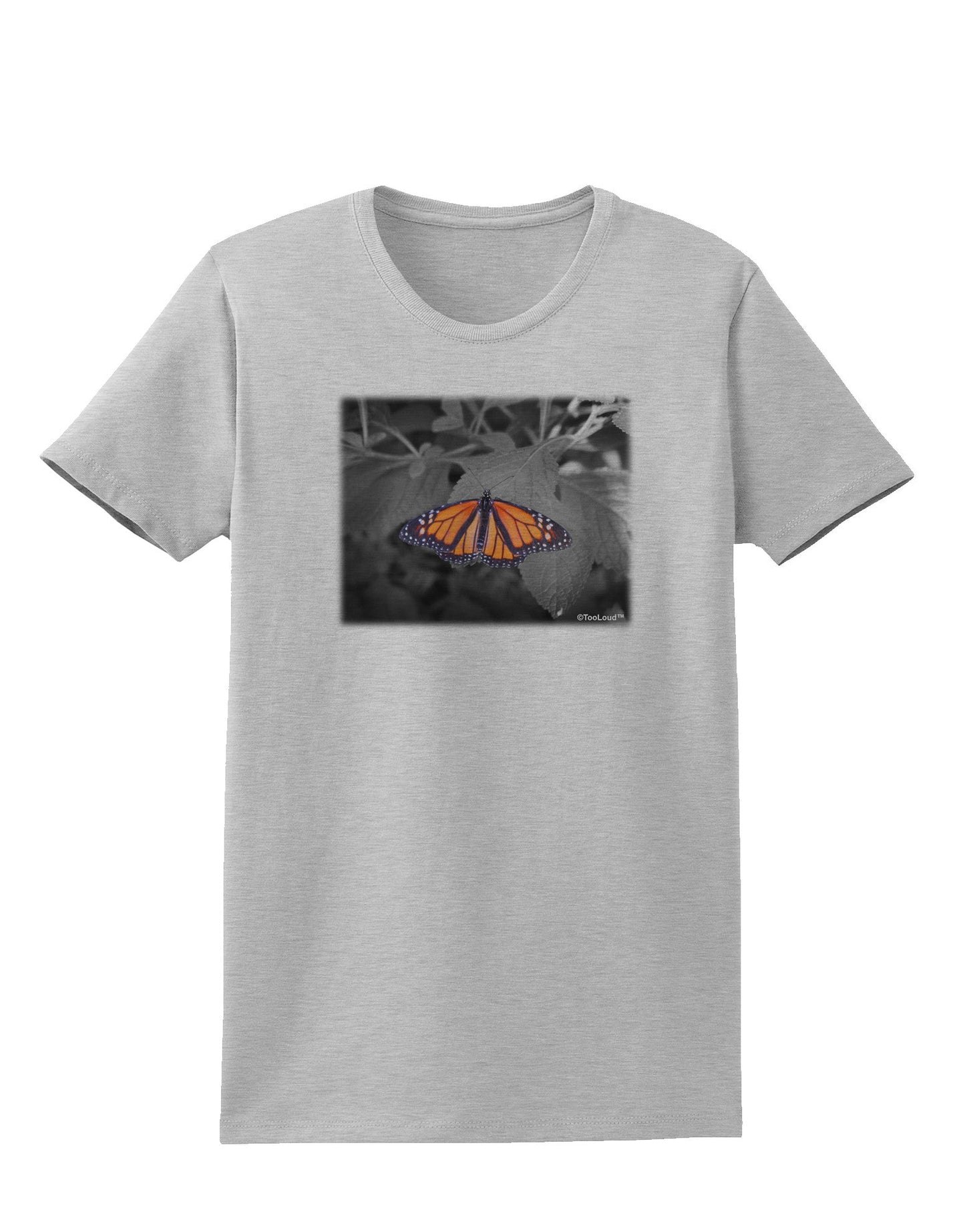 Monarch Butterfly Photo Womens T-Shirt-Womens T-Shirt-TooLoud-AshGray-X-Small-Davson Sales