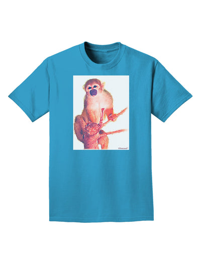 Monkey in Tree Watercolor Adult Dark T-Shirt-Mens T-Shirt-TooLoud-Turquoise-Small-Davson Sales