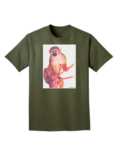 Monkey in Tree Watercolor Adult Dark T-Shirt-Mens T-Shirt-TooLoud-Military-Green-Small-Davson Sales