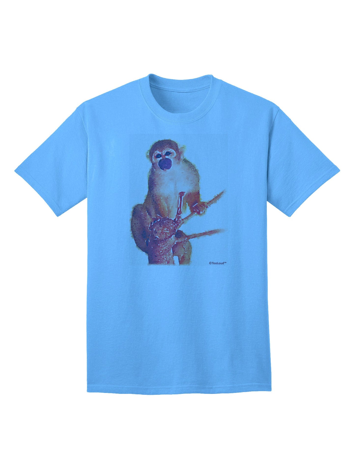 Monkey in Tree Watercolor Adult T-Shirt-Mens T-Shirt-TooLoud-Aquatic-Blue-Small-Davson Sales