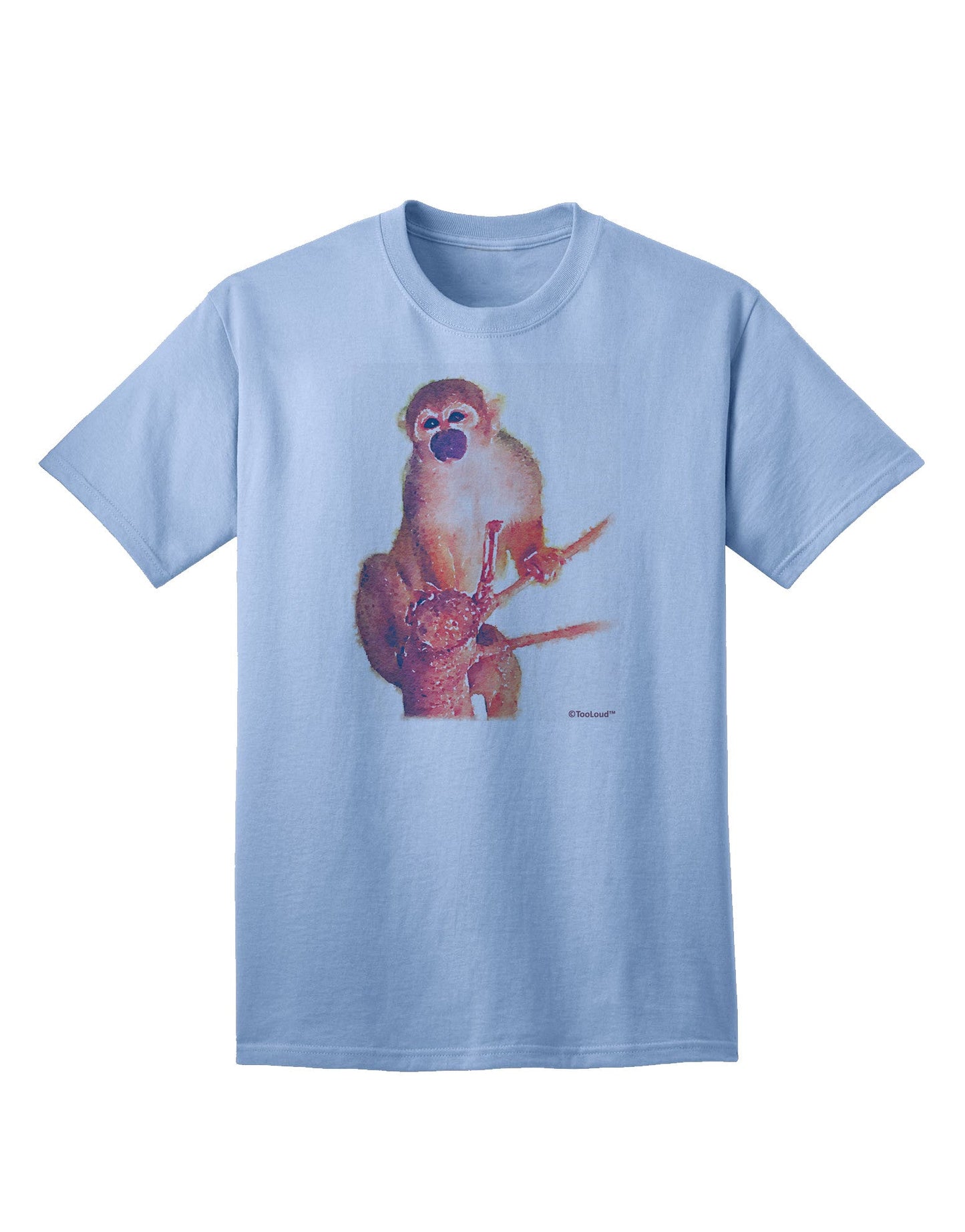 Monkey in Tree Watercolor Adult T-Shirt-Mens T-Shirt-TooLoud-Light-Blue-Small-Davson Sales