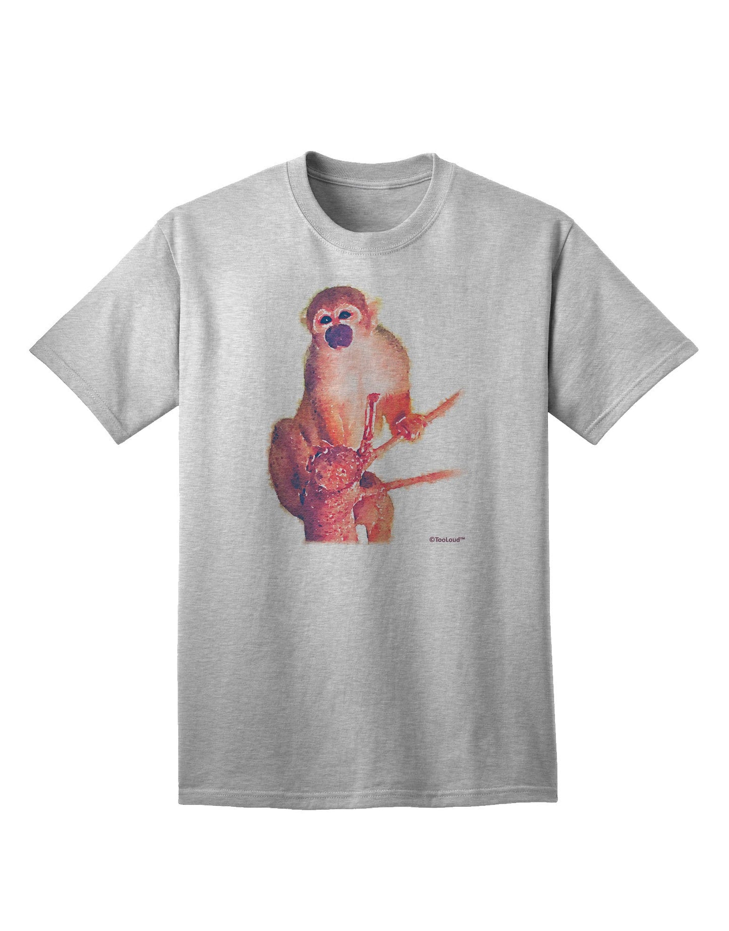 Monkey in Tree Watercolor Adult T-Shirt-Mens T-Shirt-TooLoud-AshGray-Small-Davson Sales