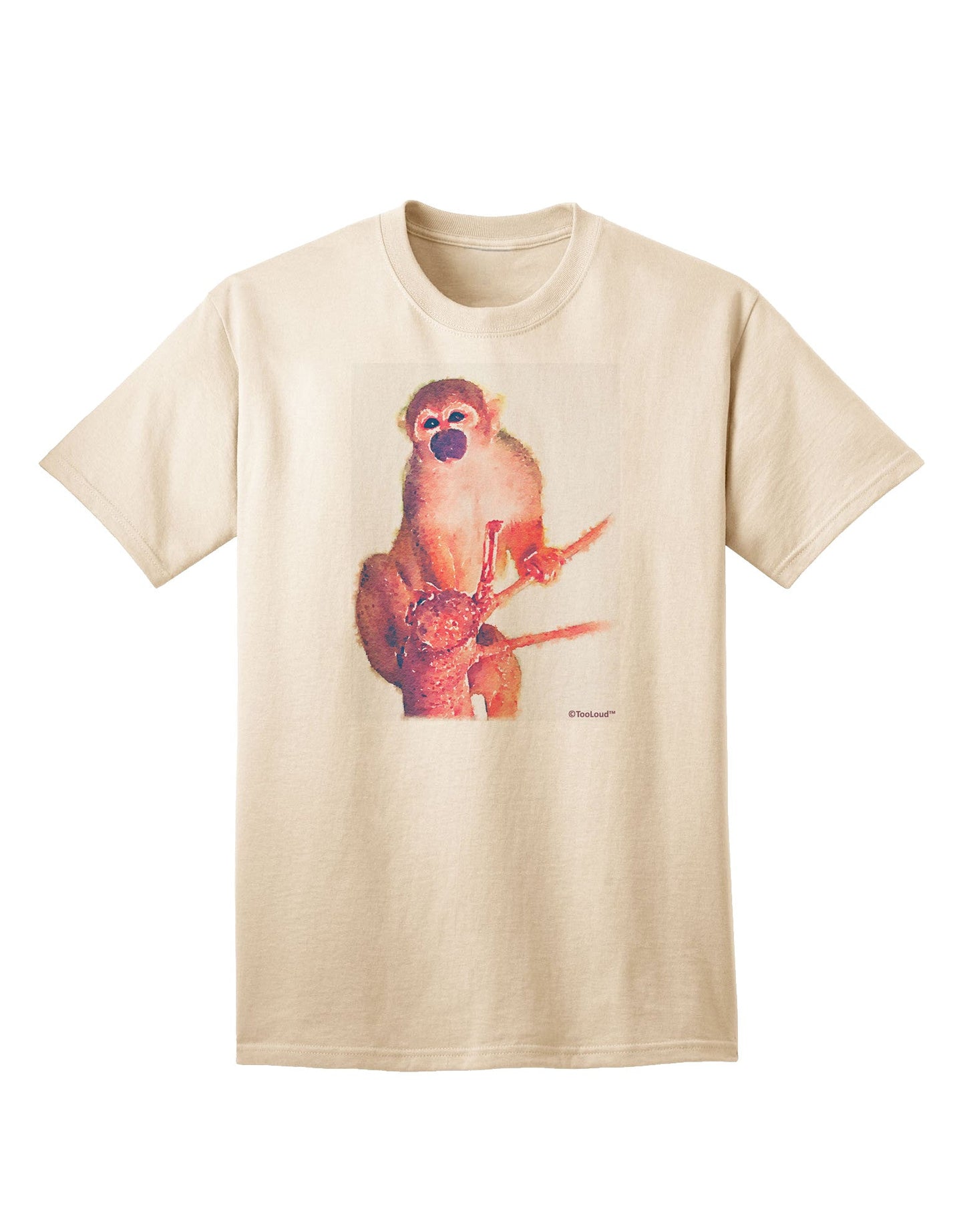 Monkey in Tree Watercolor Adult T-Shirt-Mens T-Shirt-TooLoud-Natural-Small-Davson Sales