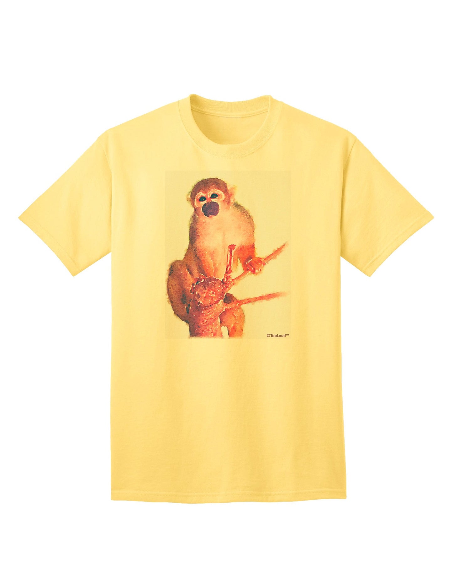 Monkey in Tree Watercolor Adult T-Shirt-Mens T-Shirt-TooLoud-Yellow-Small-Davson Sales