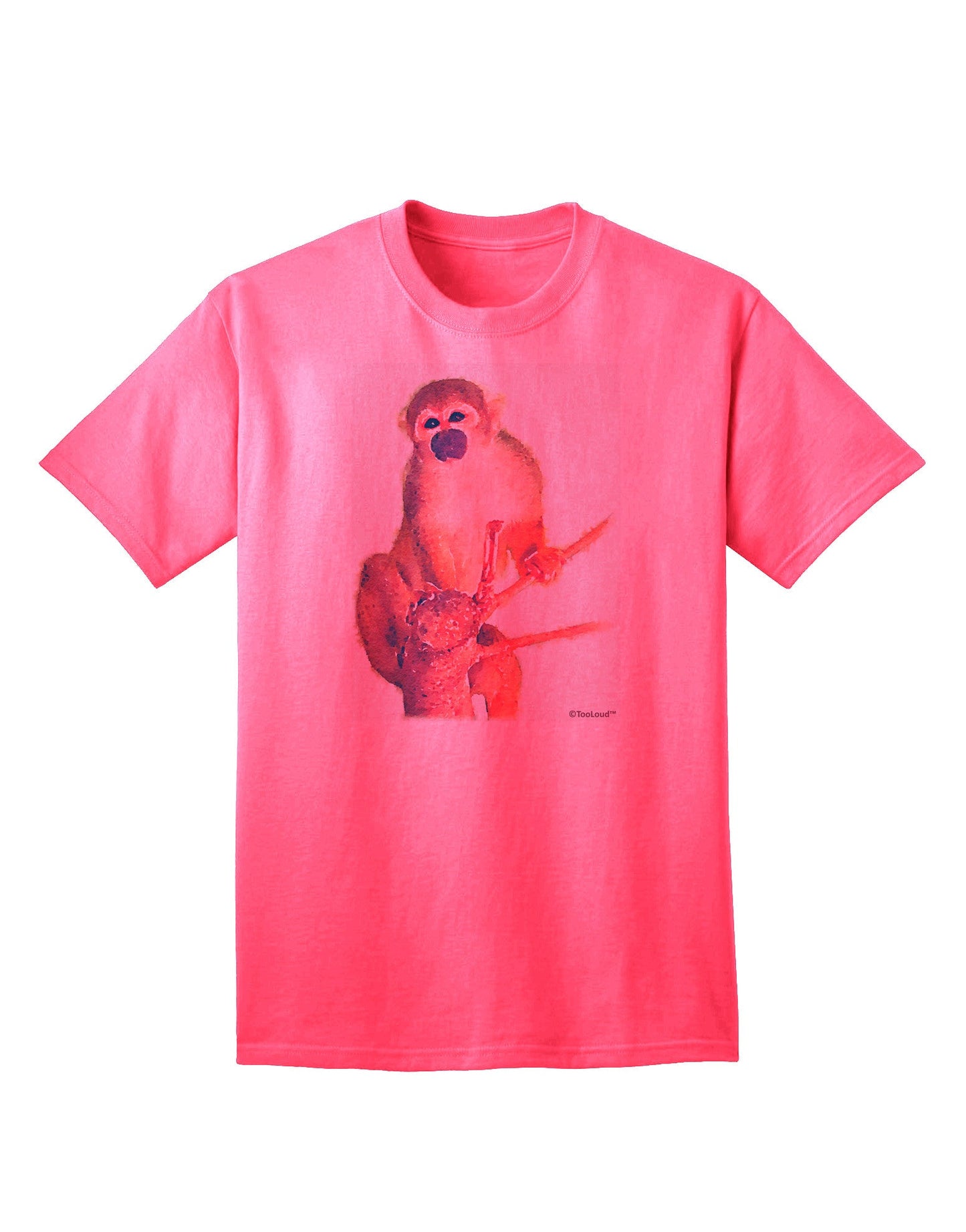 Monkey in Tree Watercolor Adult T-Shirt-Mens T-Shirt-TooLoud-Neon-Pink-Small-Davson Sales