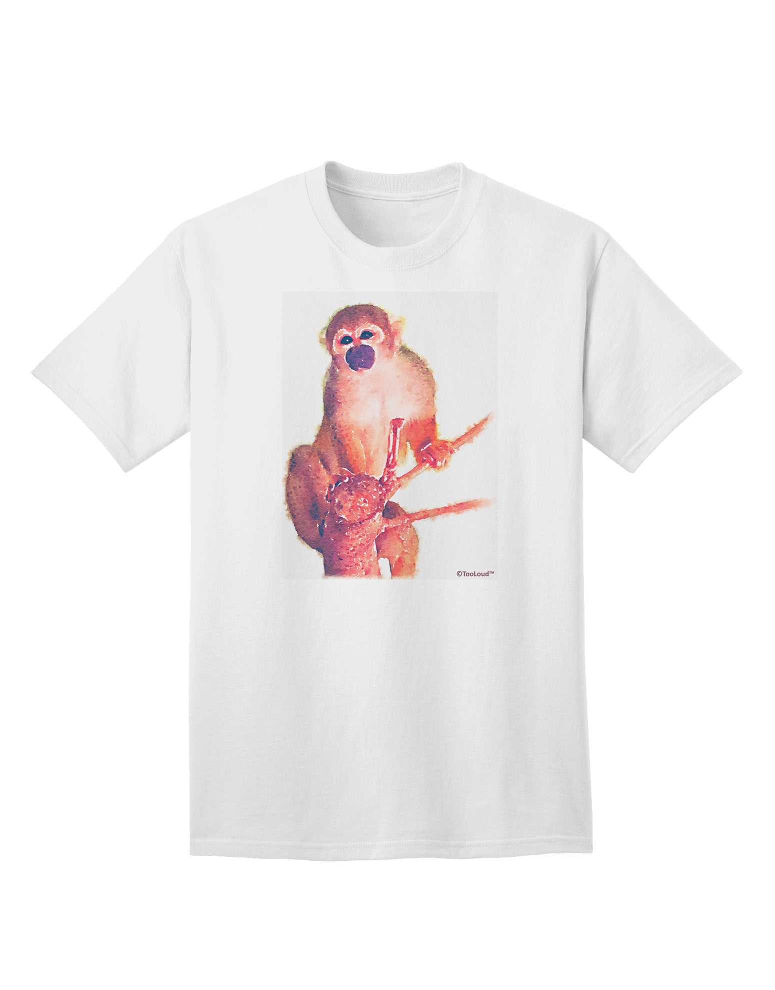 Monkey in Tree Watercolor Adult T-Shirt-Mens T-Shirt-TooLoud-White-Small-Davson Sales