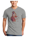 Monkey in Tree Watercolor Adult V-Neck T-shirt-Mens V-Neck T-Shirt-TooLoud-HeatherGray-Small-Davson Sales