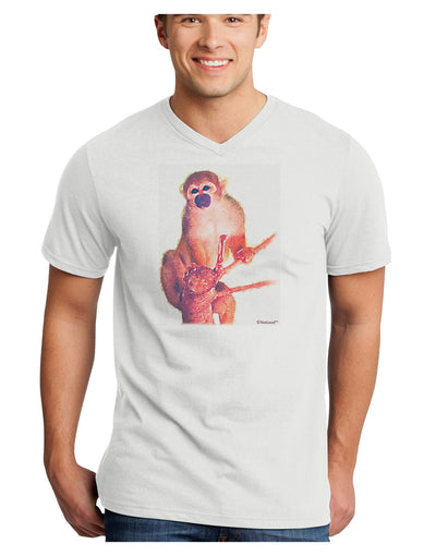 Monkey in Tree Watercolor Adult V-Neck T-shirt-Mens V-Neck T-Shirt-TooLoud-White-Small-Davson Sales