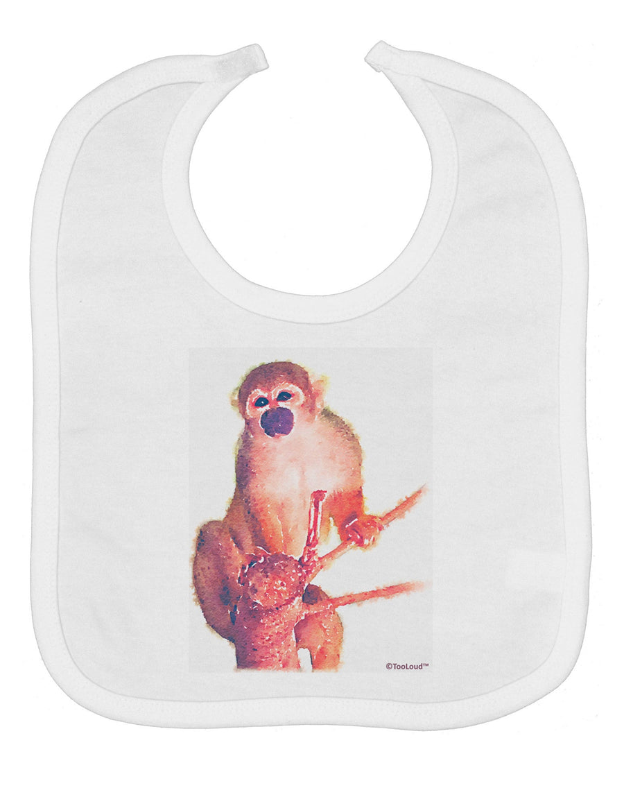 Monkey in Tree Watercolor Baby Bib