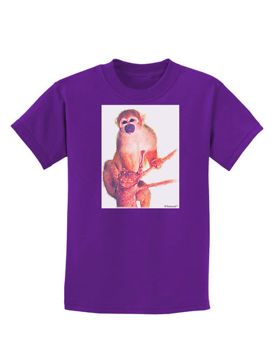 Monkey in Tree Watercolor Childrens Dark T-Shirt-Childrens T-Shirt-TooLoud-Purple-X-Small-Davson Sales