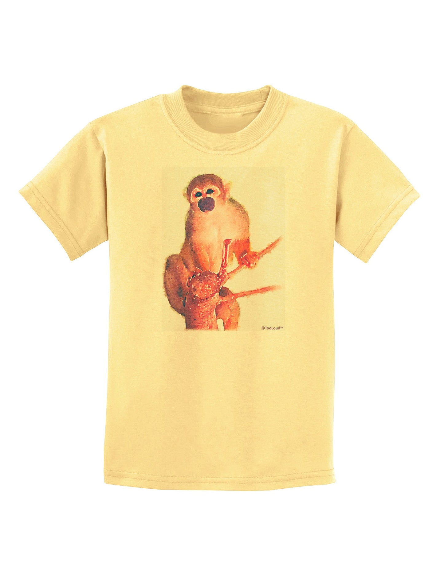 Monkey in Tree Watercolor Childrens T-Shirt-Childrens T-Shirt-TooLoud-Daffodil-Yellow-X-Small-Davson Sales