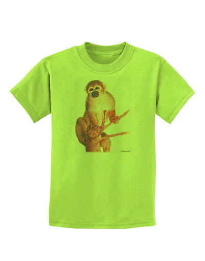 Monkey in Tree Watercolor Childrens T-Shirt-Childrens T-Shirt-TooLoud-Lime-Green-X-Small-Davson Sales