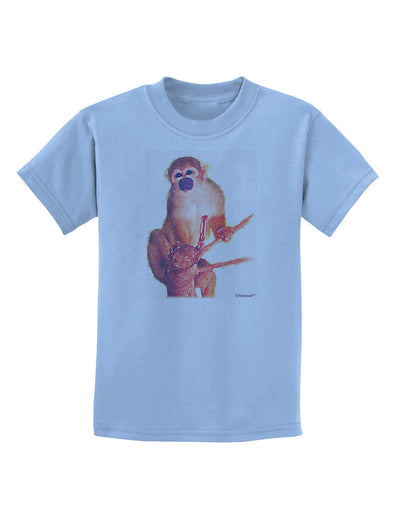 Monkey in Tree Watercolor Childrens T-Shirt-Childrens T-Shirt-TooLoud-Light-Blue-X-Small-Davson Sales