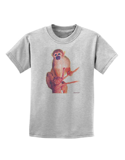 Monkey in Tree Watercolor Childrens T-Shirt-Childrens T-Shirt-TooLoud-AshGray-X-Small-Davson Sales