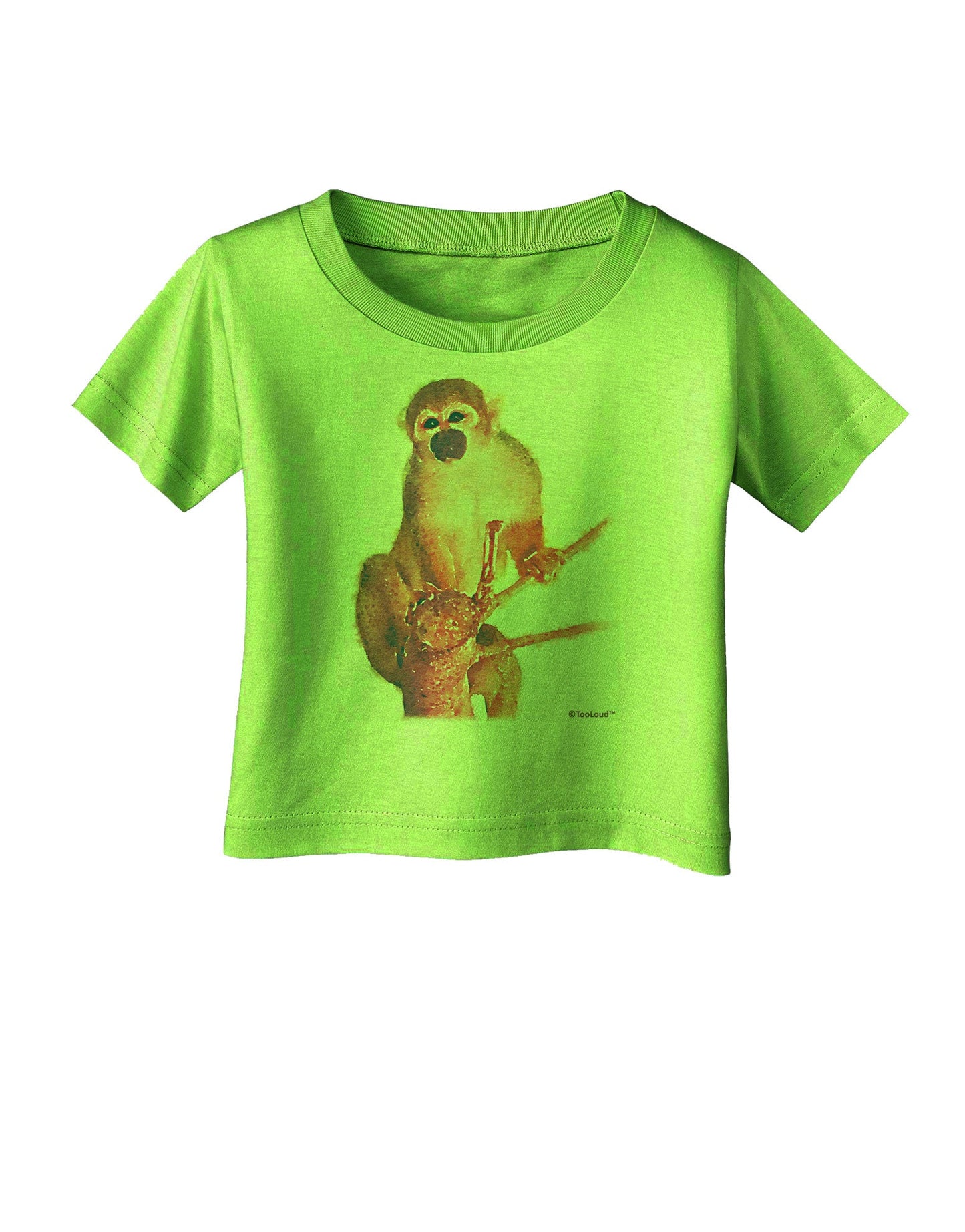Monkey in Tree Watercolor Infant T-Shirt-Infant T-Shirt-TooLoud-Lime-Green-06-Months-Davson Sales