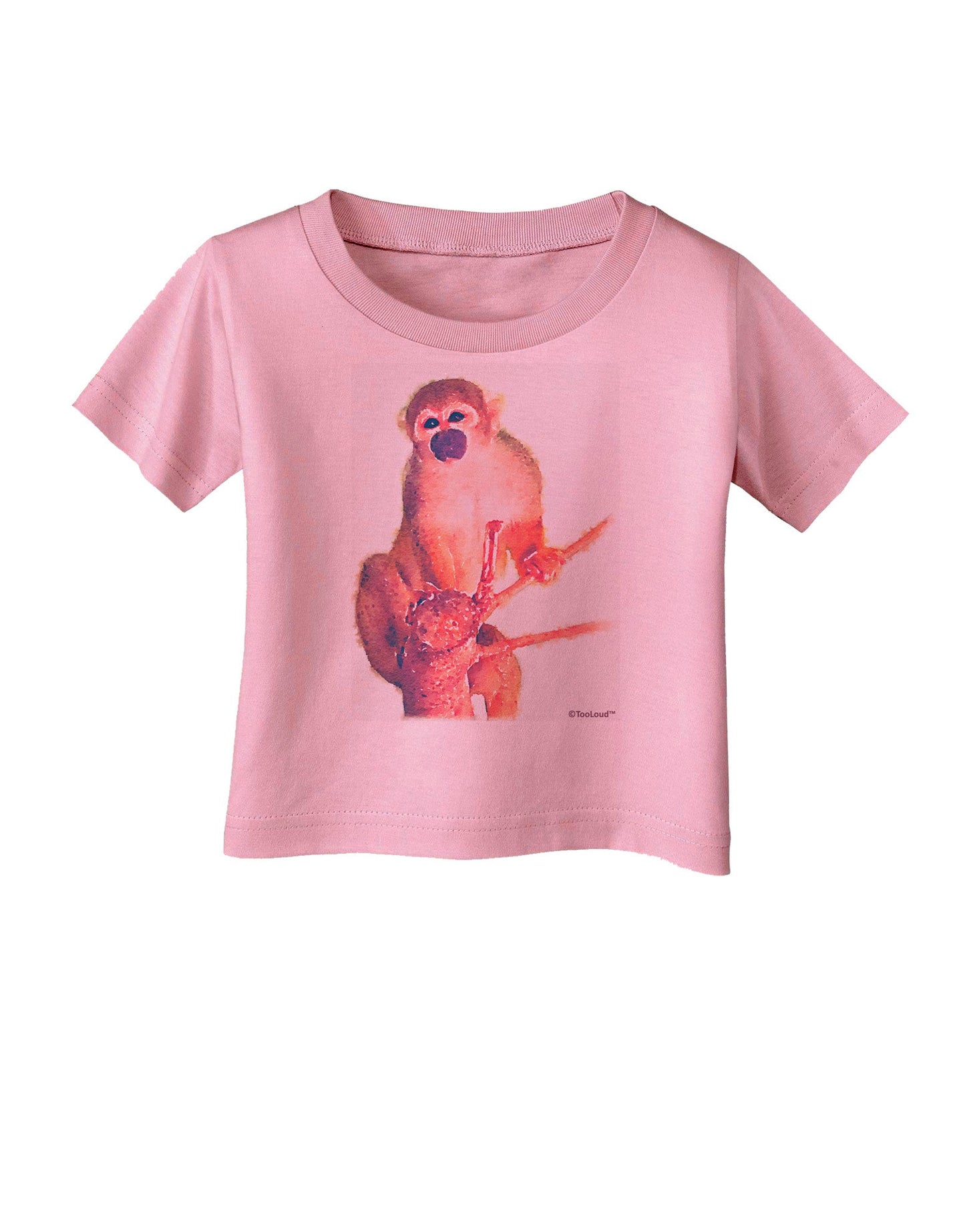 Monkey in Tree Watercolor Infant T-Shirt-Infant T-Shirt-TooLoud-Candy-Pink-06-Months-Davson Sales