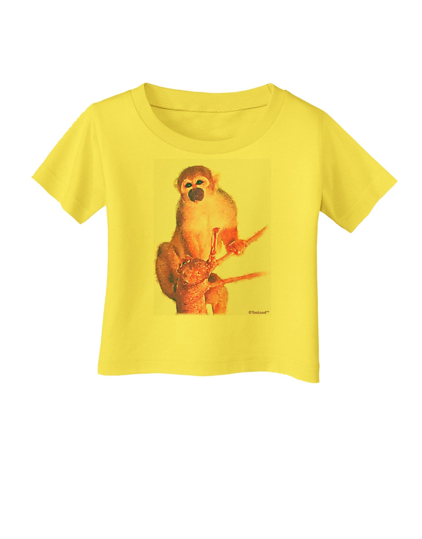 Monkey in Tree Watercolor Infant T-Shirt-Infant T-Shirt-TooLoud-Yellow-06-Months-Davson Sales