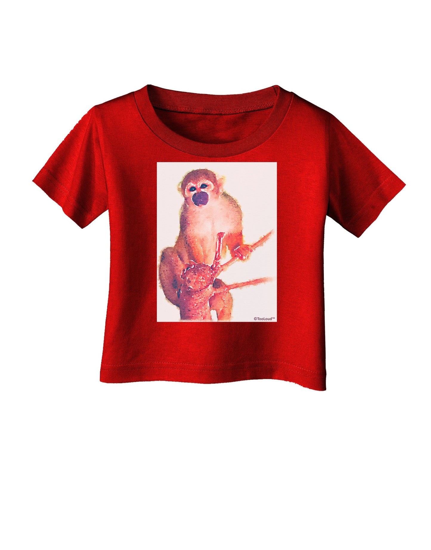 Monkey in Tree Watercolor Infant T-Shirt Dark-Infant T-Shirt-TooLoud-Red-06-Months-Davson Sales